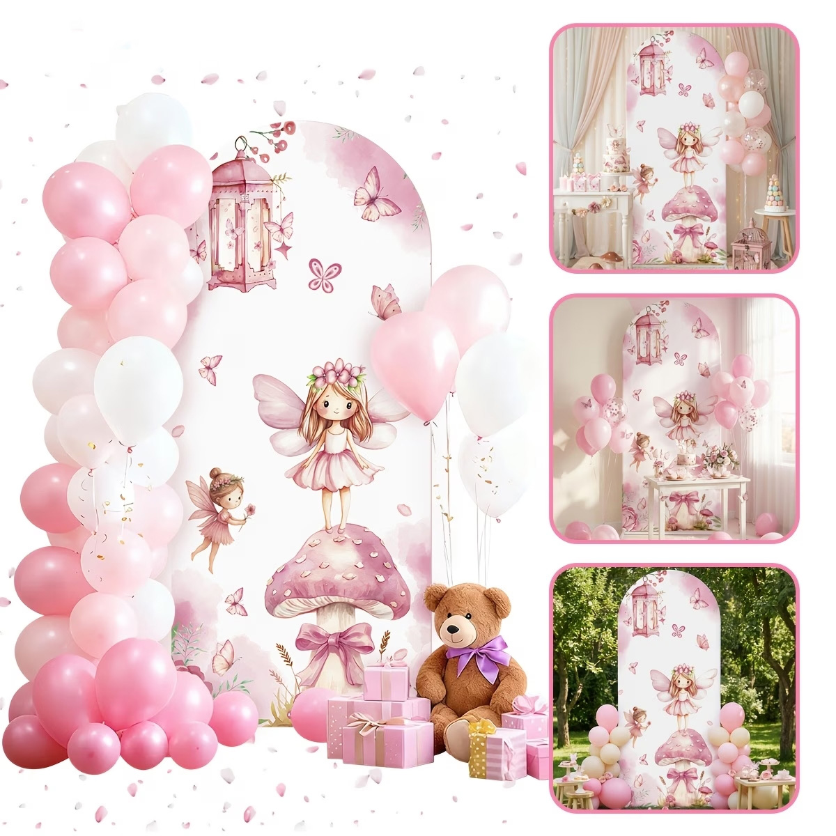 Dessert Table Backdrop - Fairy And Mushroom Background Sweet Girl