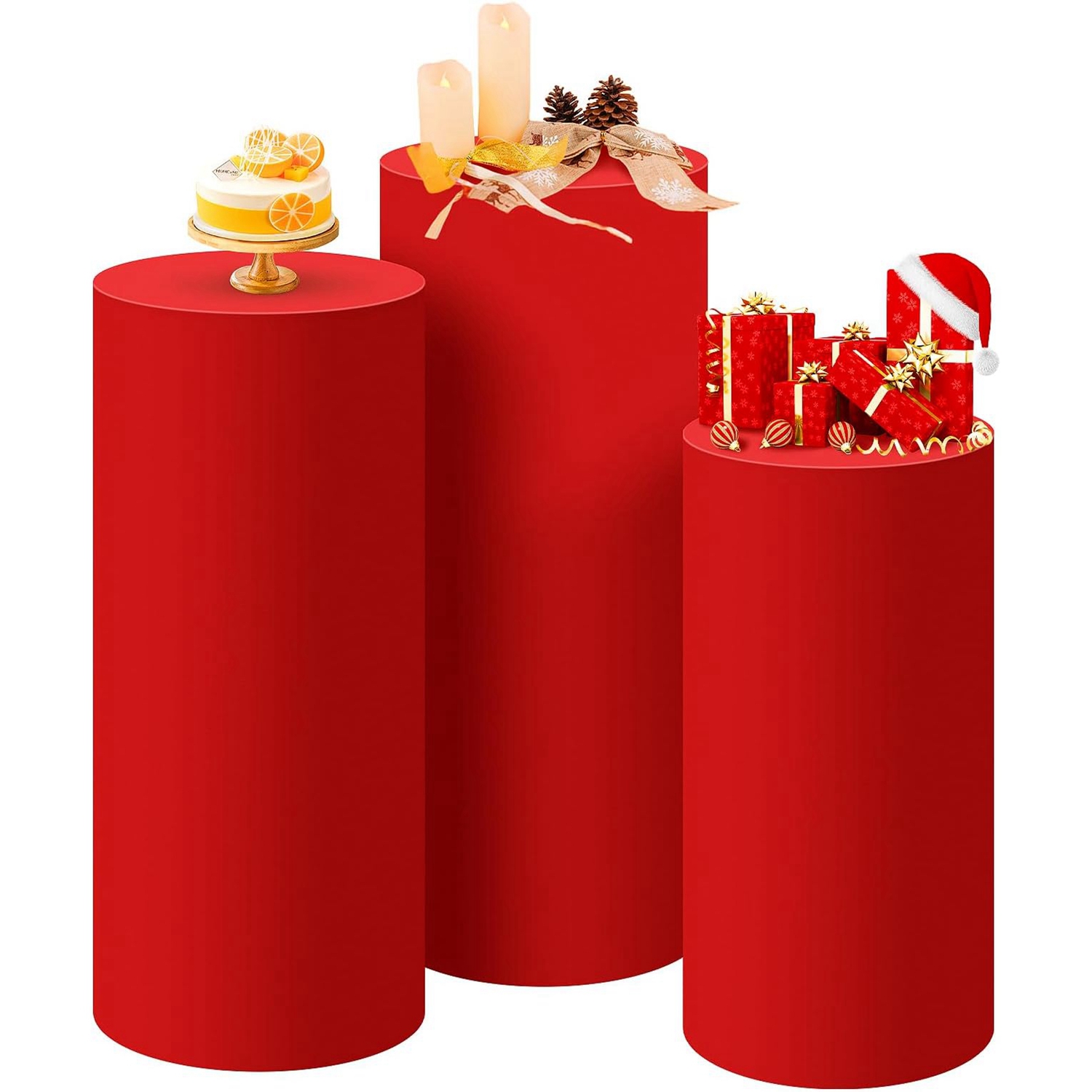 Dessert Table Backdrop - Yeele Red Cylinder Stand Cover Backdrop