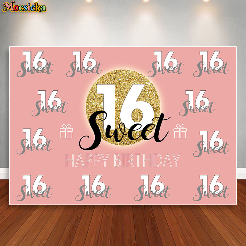 Dessert Table Backdrop - Mocsicka Sweet 16 Birthday Backdrop Party