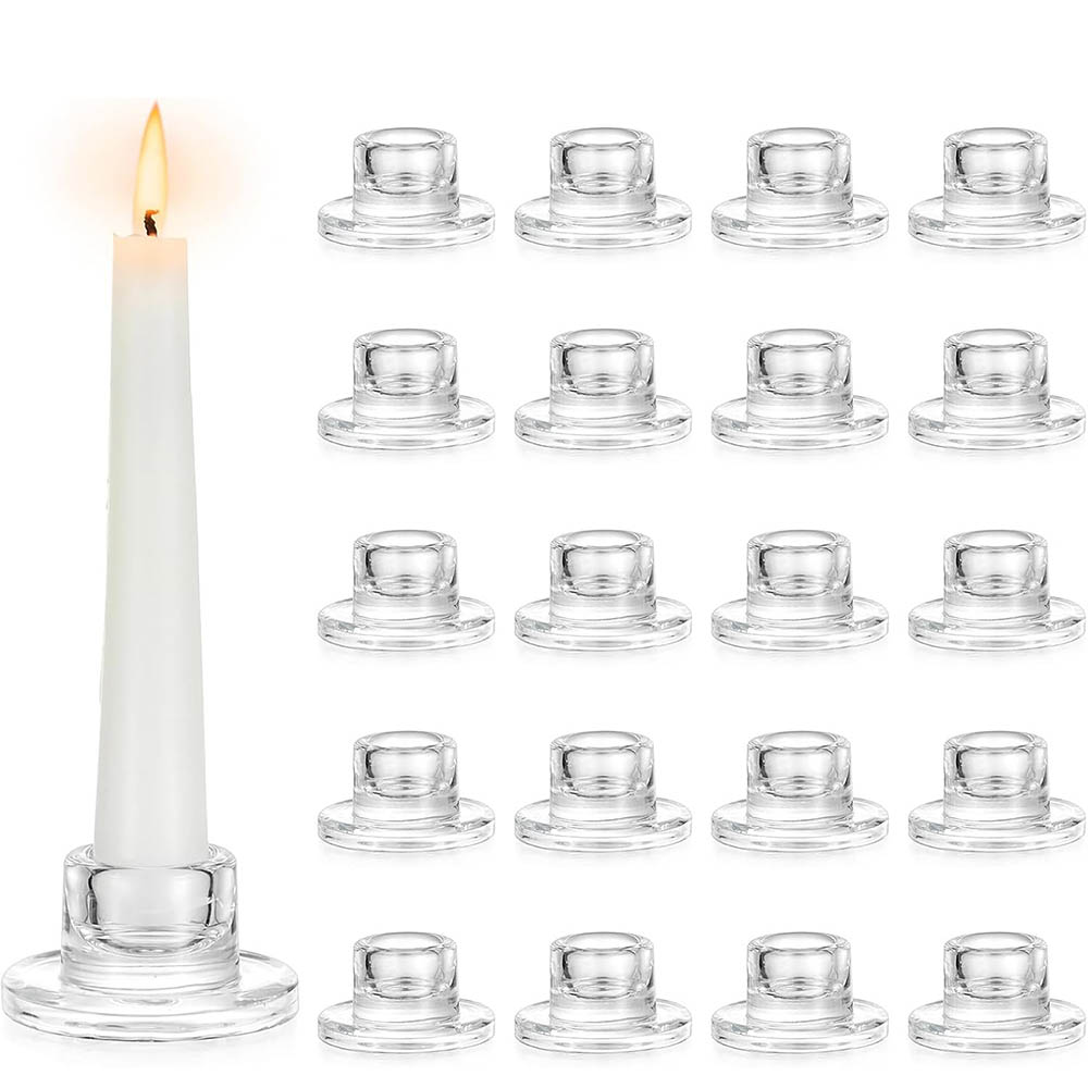 Centerpiece Stick - Candlestick Holders Clear Short Tapered Candle