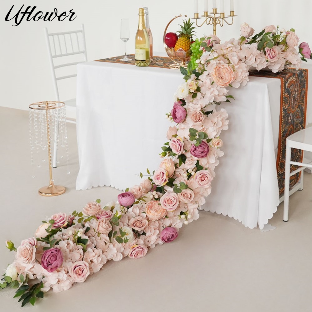 Flower Wall Panel - Uflower 200cm Pink Rose Hydrangea Artificial
