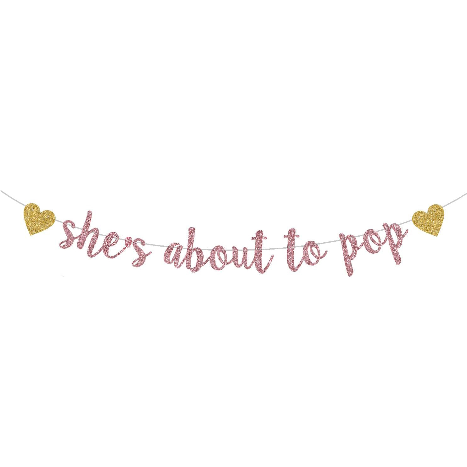 Party Banner Gold - She's About to Pop Banner,Rose Gold