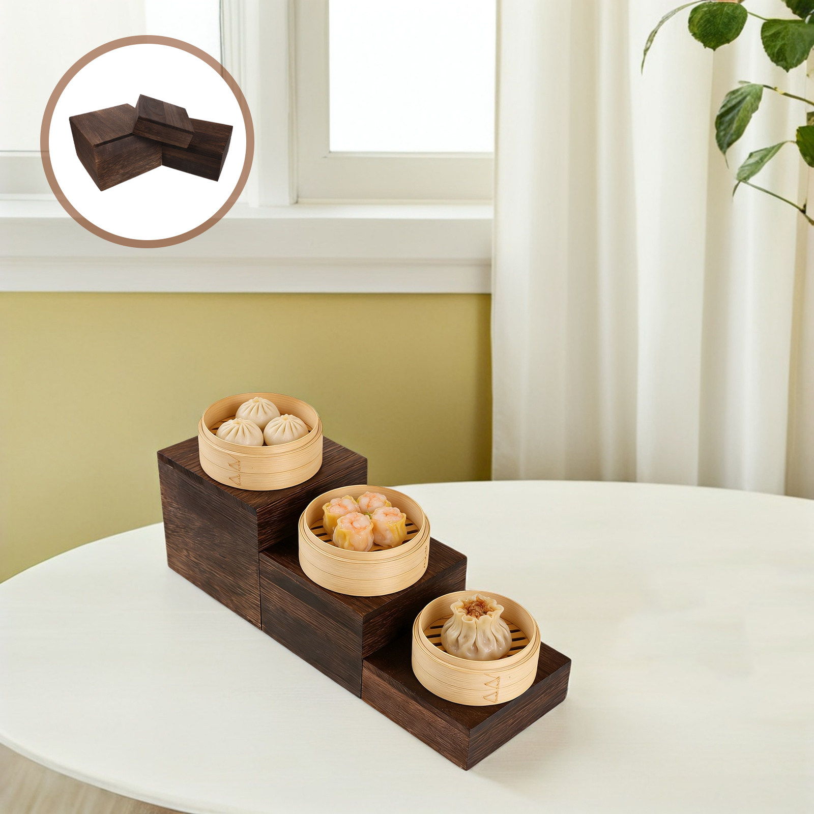 Cupcake Stand Tier - 3Pcs Rustic Wooden Tiered Cake Stand