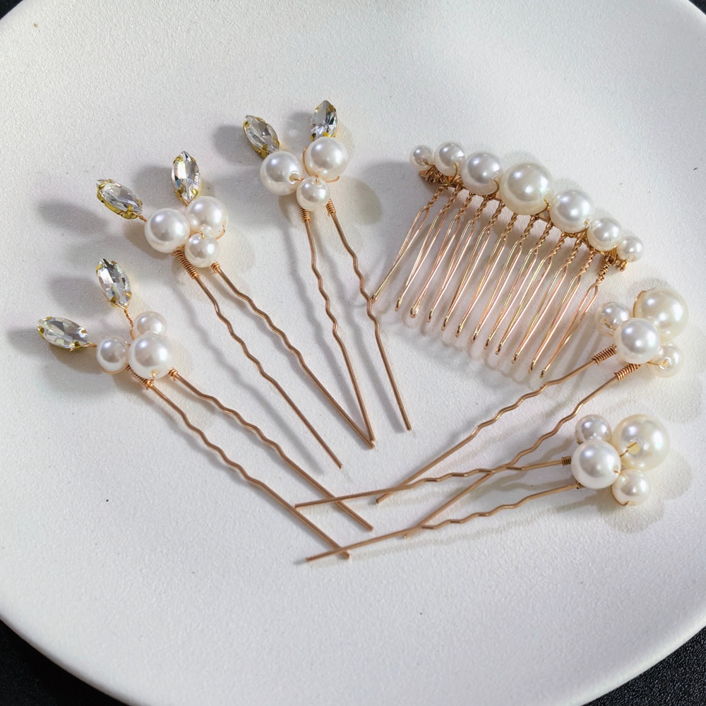 Event Suppliers - Pearl Crystal Hair Pins Comb Set