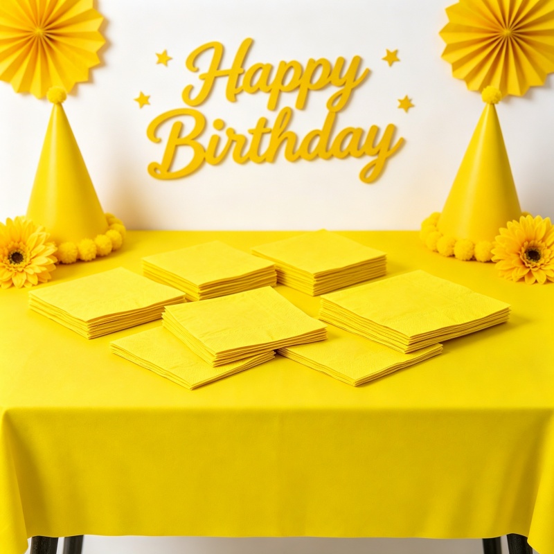 Table Cloth Disposable - Yellow Tablecloth Napkin Set Portable Disposable