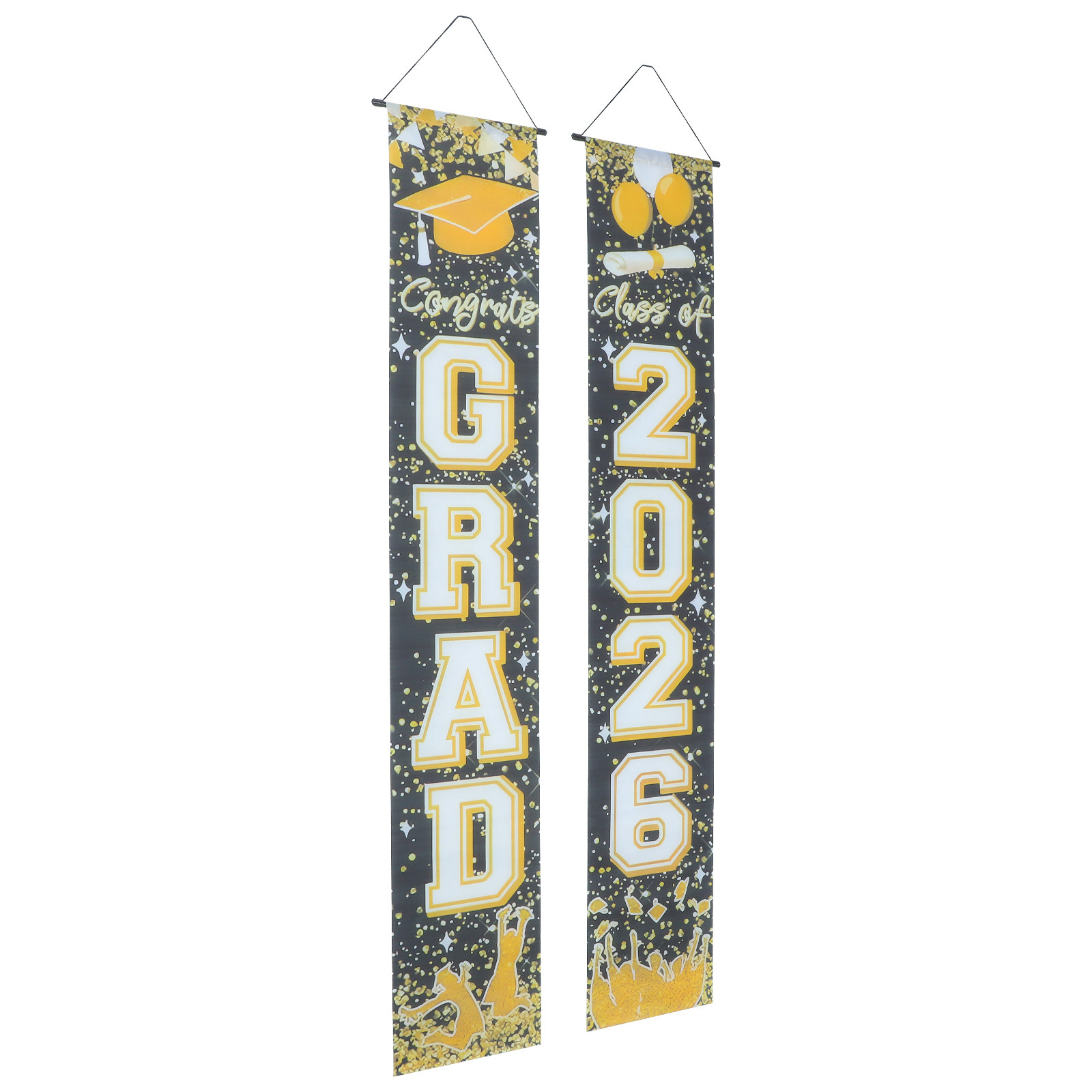 Party Banner Gold - 1Pair Graduation Door Couplet 2026 Gold