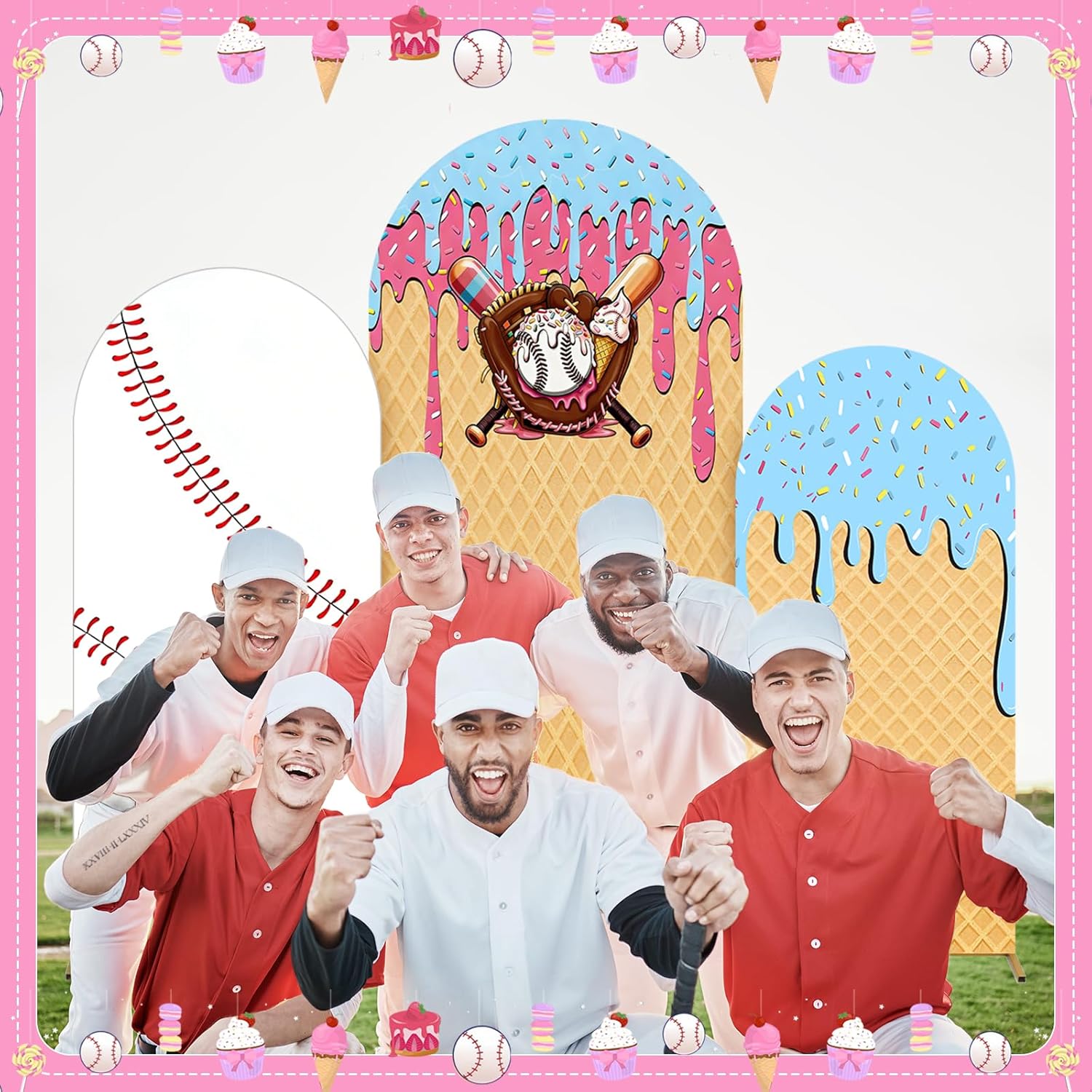 Baseball Ice Cream Drip Arch B - đánh giá và giá Dessert Table Backdrop