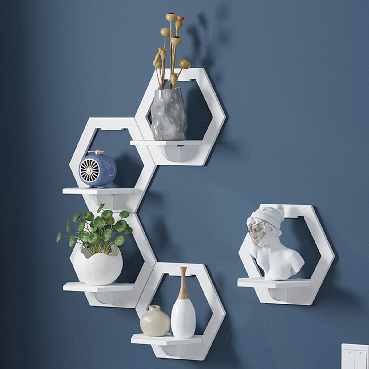 3Pcs Hexagon Wall Shelf Punch  - đánh giá và giá Flower Wall Panel