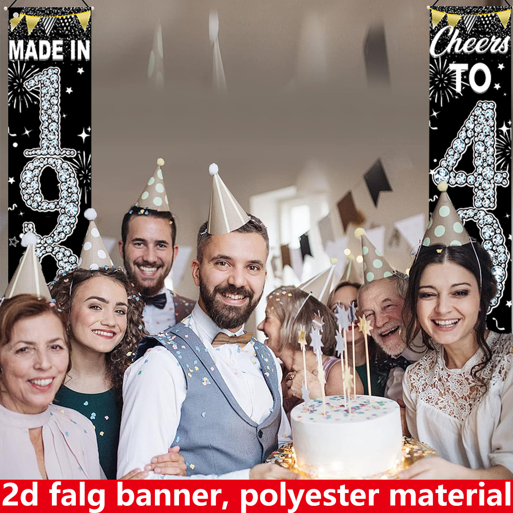 2Pcs 2D Flat 40th Birthday Ban - đánh giá và giá Party Banner Gold