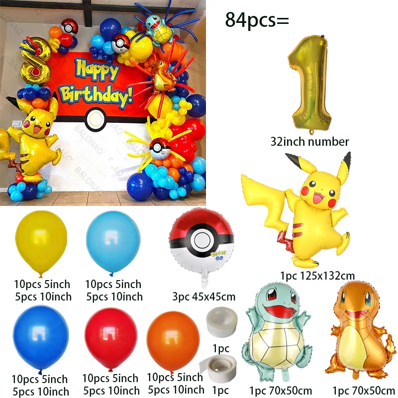 84pcs Pikachu Party Balloons G - đánh giá và giá Balloon Arch Kit