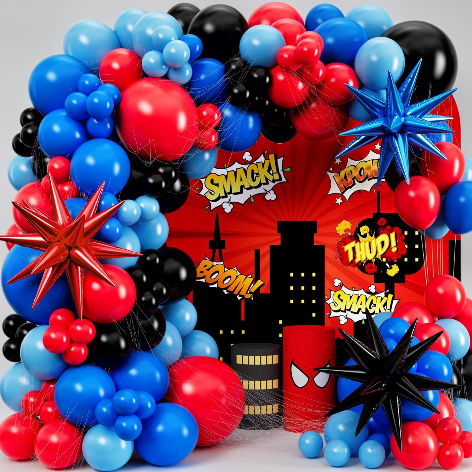 Black Red Blue Latex Balloons  - đánh giá và giá Balloon Arch Kit