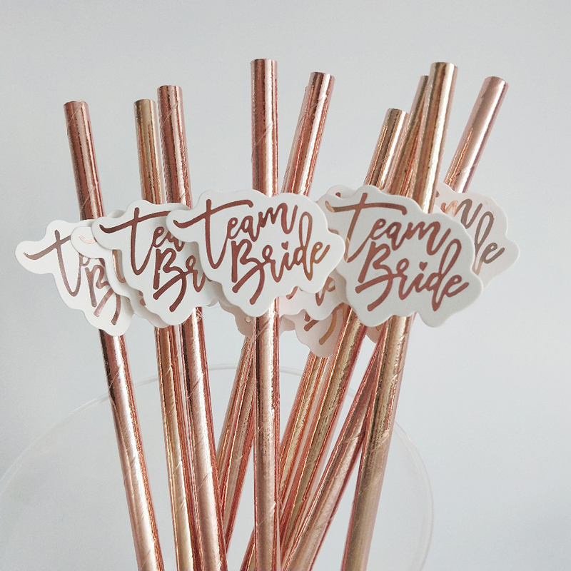 10pcs Team Bride Rose Gold Str - đánh giá và giá Paper Straw Color