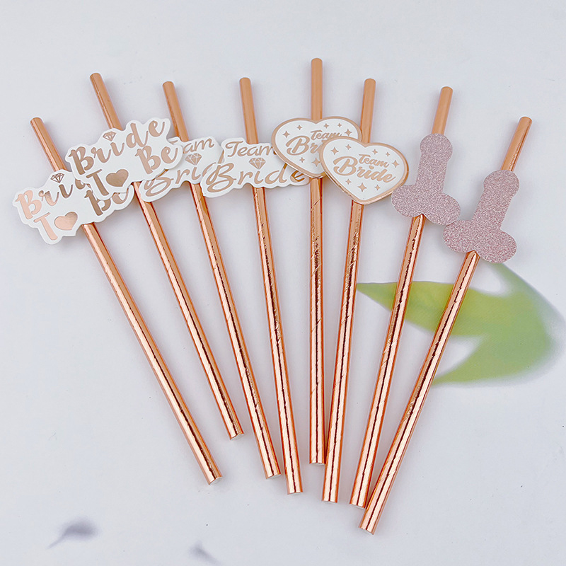 10pcs Team Bride Rose Gold Str - đánh giá và giá Paper Straw Color