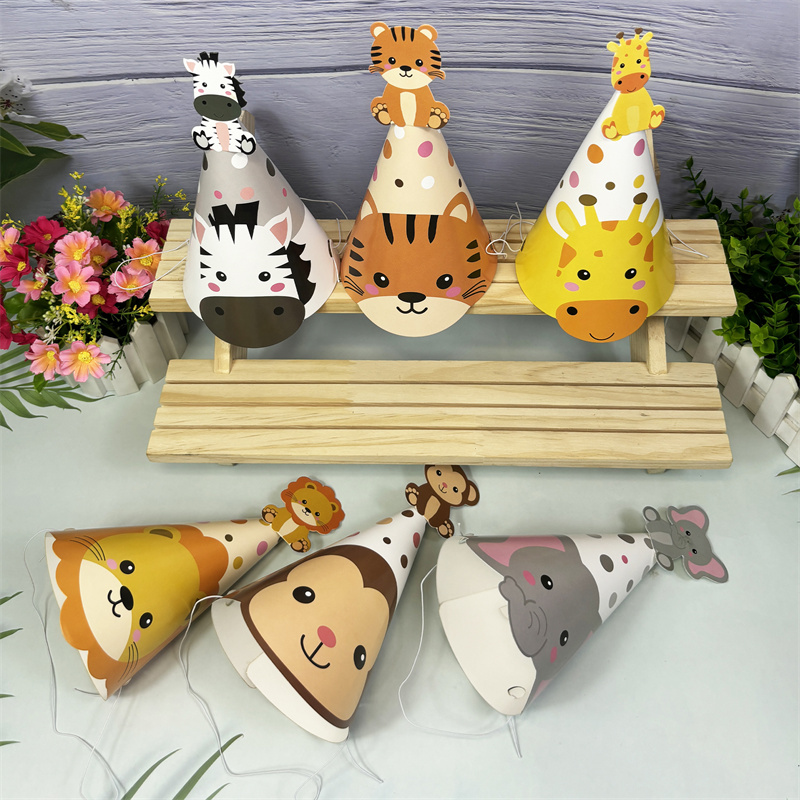 6Pcs Jungle Animal Paper Hats  - đánh giá và giá Party Hat Cone