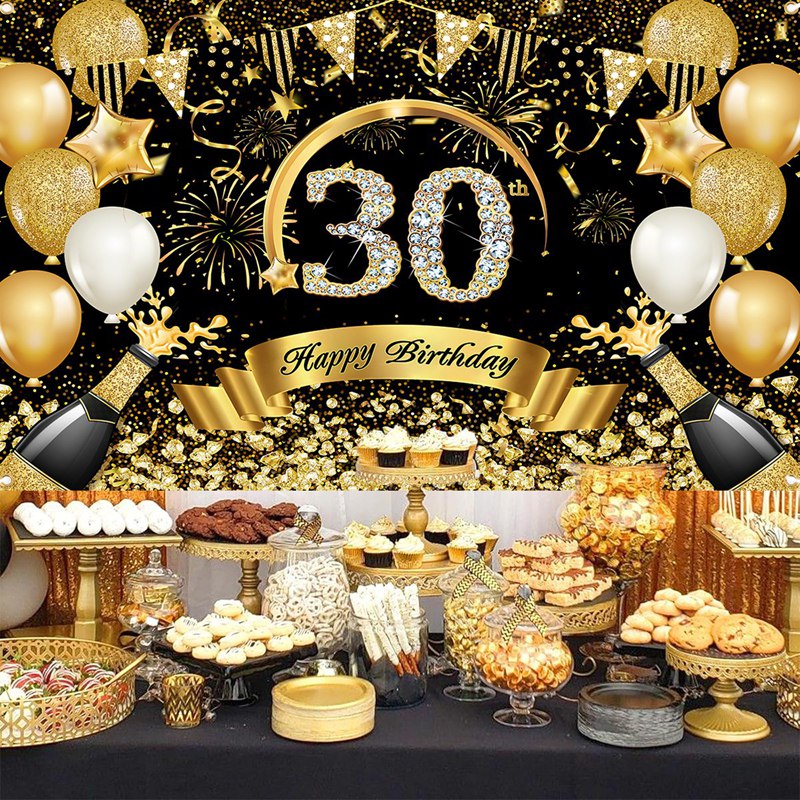 Happy 30th 40th 50th Birthday  - đánh giá và giá Party Banner Gold