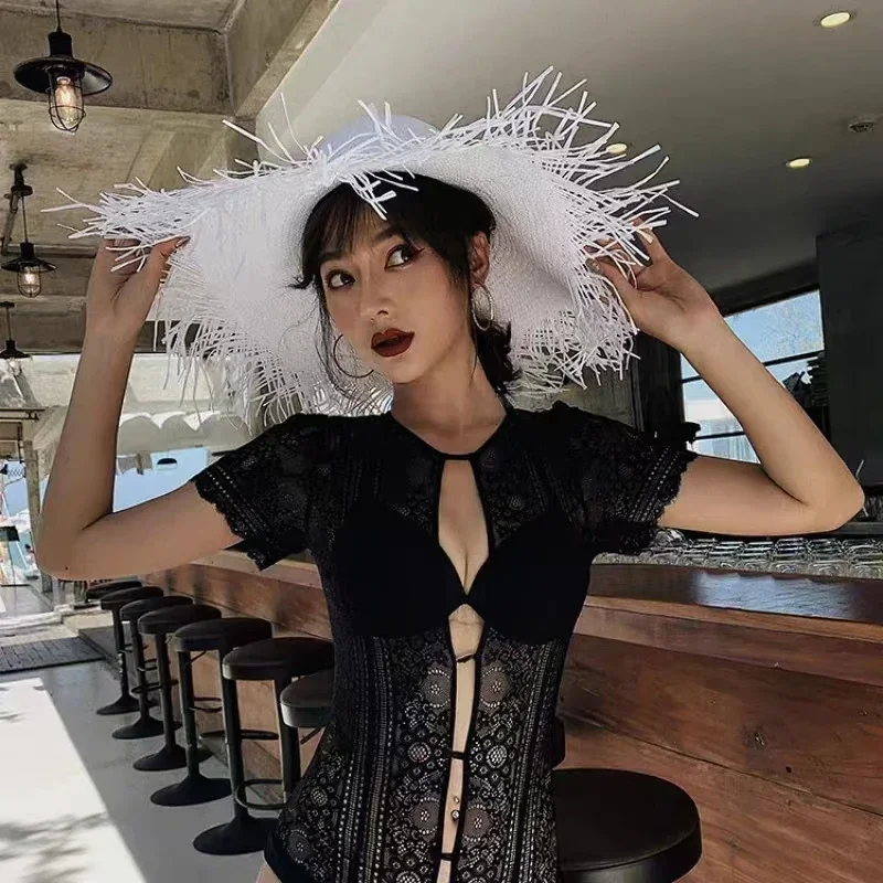 New Summer Wide-brimmed Solid  - đánh giá và giá Paper Straw Color