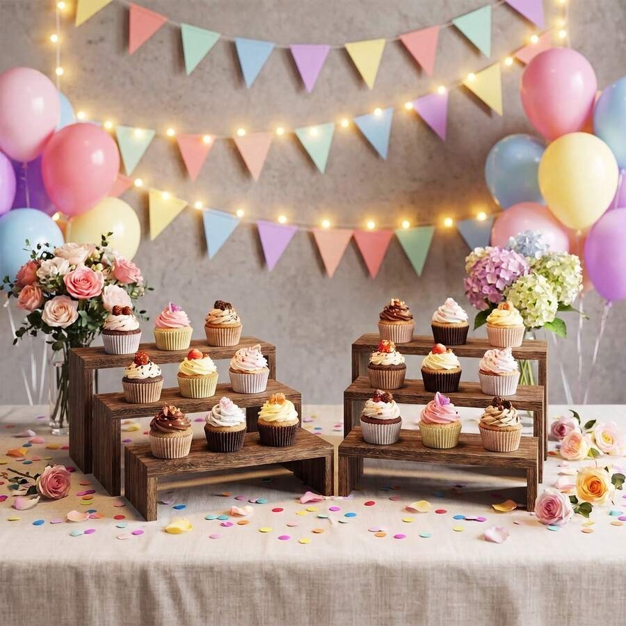 6pcs Display Wood Stand, Woode - đánh giá và giá Cupcake Stand Tier