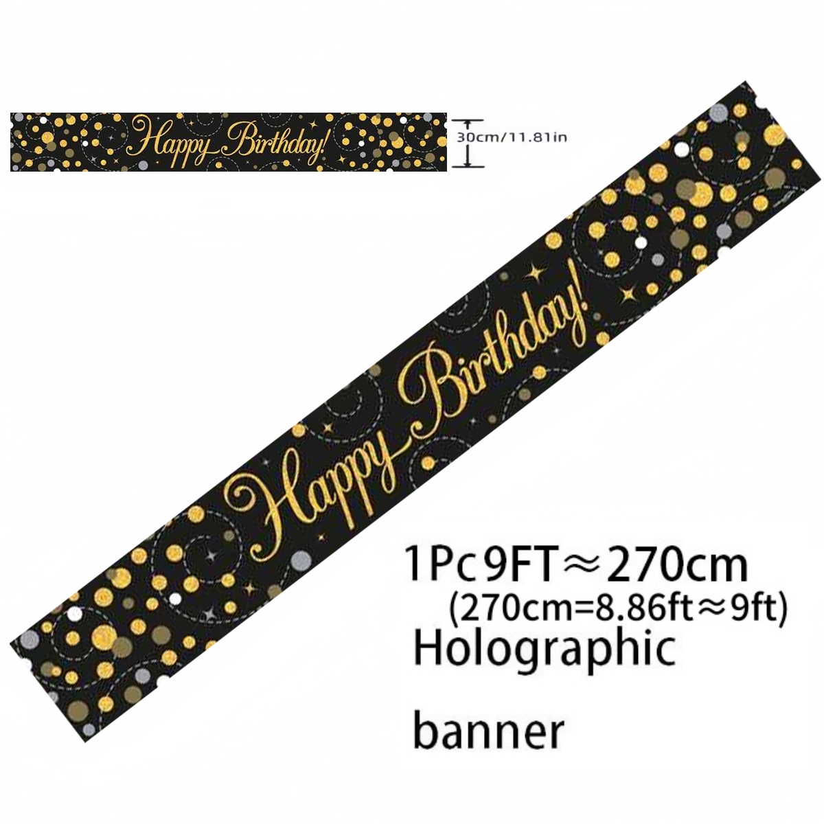 Black Gold Holographic Birthda - đánh giá và giá Party Banner Gold