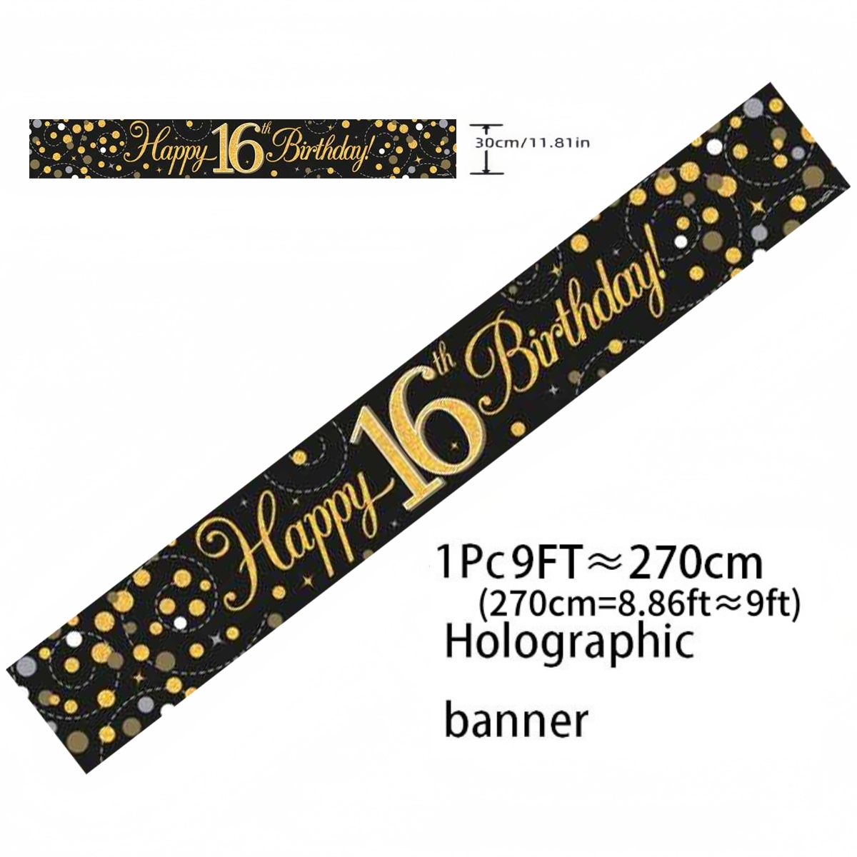 Black Gold Holographic Birthda - đánh giá và giá Party Banner Gold