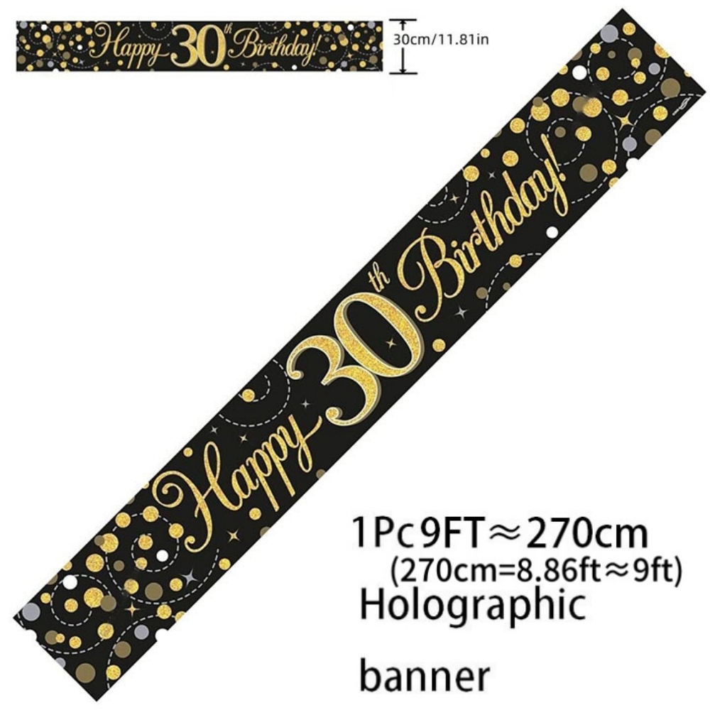 Black Gold Holographic Birthda - đánh giá và giá Party Banner Gold